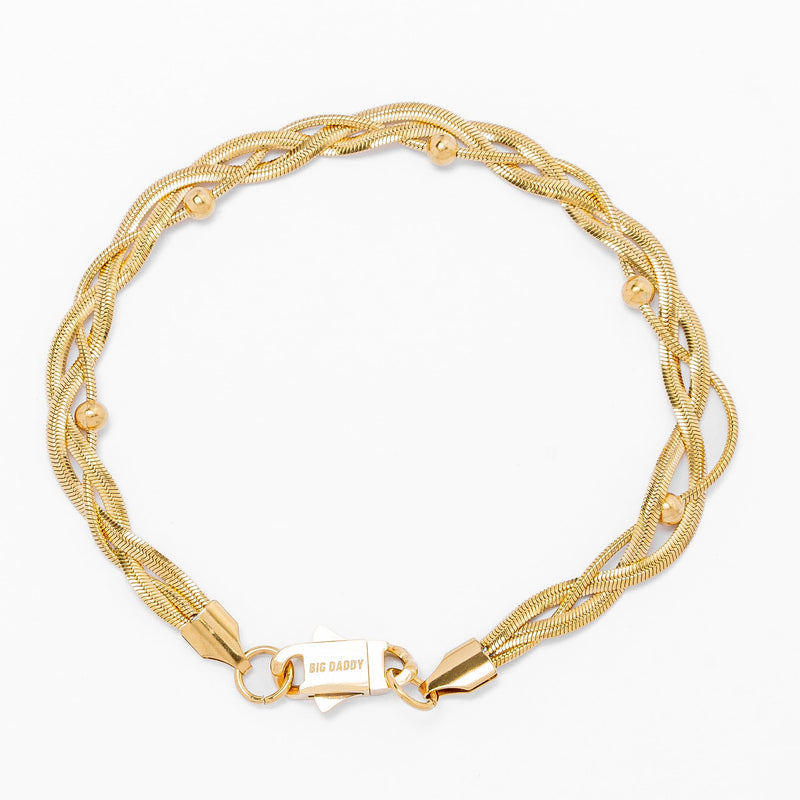 Big Daddy 3MM Gold Flat Herringbone Bracelet - Bracelet