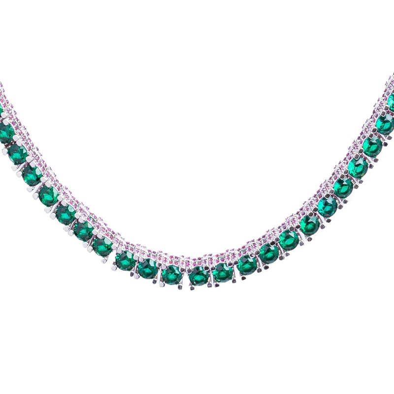 Big Daddy 4MM Silver Green & Ruby Iced Out Tennis Chain - Chain