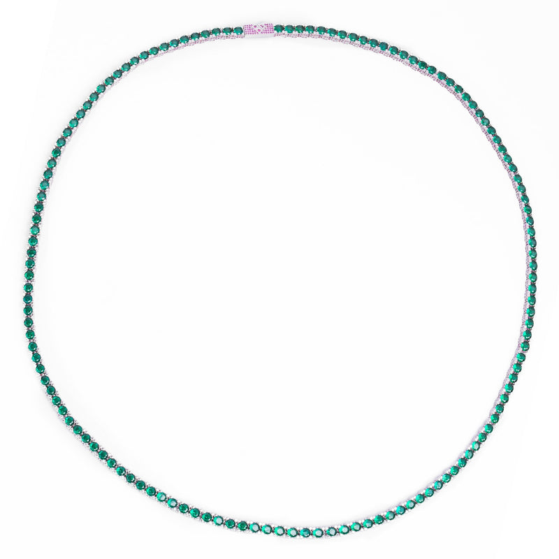 Big Daddy 4MM Silver Green & Ruby Iced Out Tennis Chain - Chain