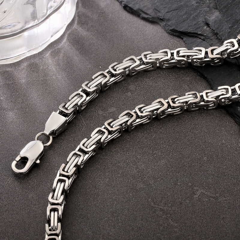 Big Daddy 5mm Stainless Steel Byzantine Silver Chain - Chain