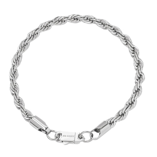 Big Daddy 6MM Silver Steel Rope Bracelet - Bracelet