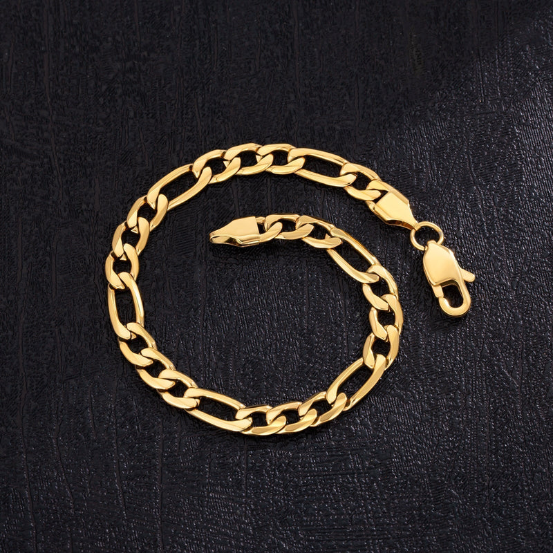 Big Daddy 6mm Steel Figaro Gold Bracelet - Bracelet