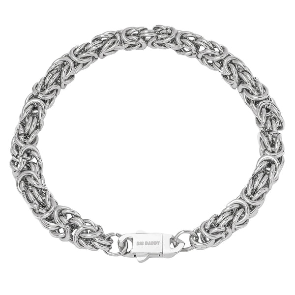 Big Daddy 8MM Byzantine Link Silver Steel Bracelet - Bracelet