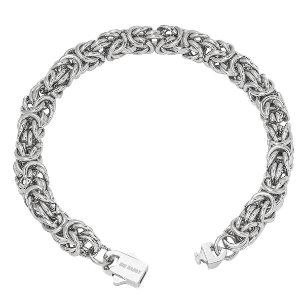 Big Daddy 8MM Byzantine Link Silver Steel Bracelet - Bracelet