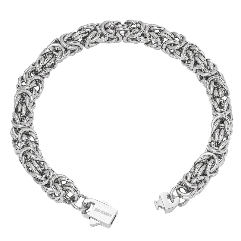 Big Daddy 8MM Byzantine Link Silver Steel Bracelet - Bracelet