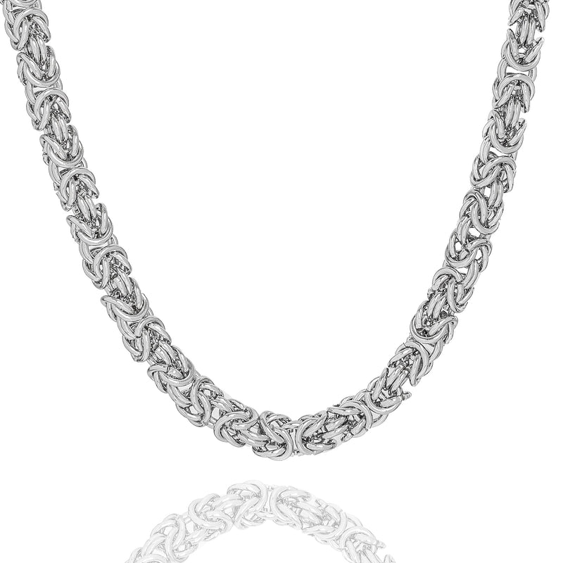 Big Daddy 8MM Byzantine Link Silver Steel Chain - Chain
