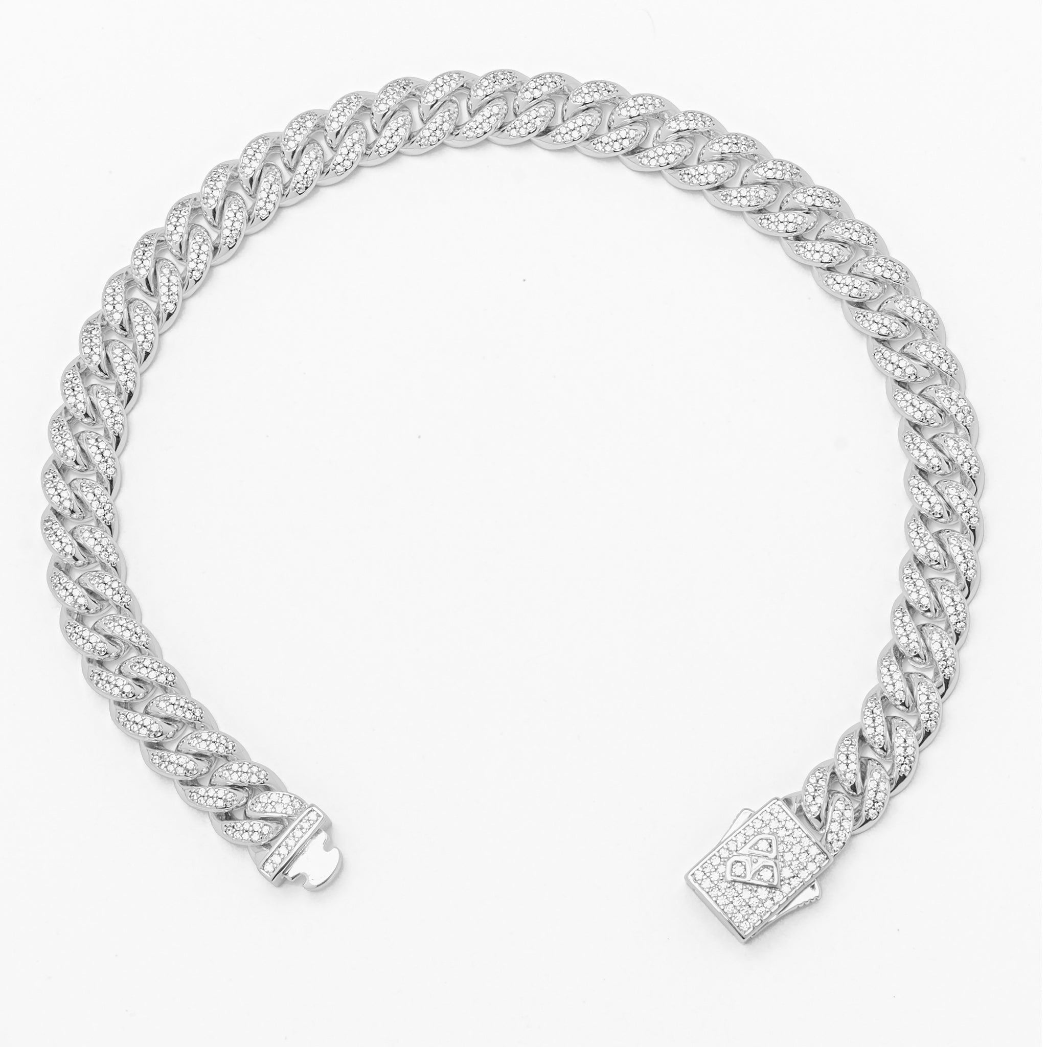 Big Daddy 8MM Cuban Link Rhodium Iced Out Bracelet - Bracelet