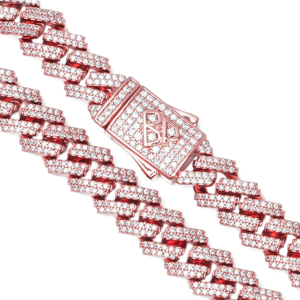 Big Daddy 8MM Cuban Link Rose Gold Iced Out Chain - Chain