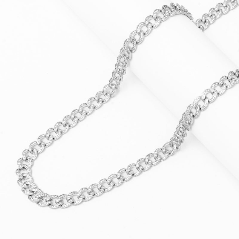 Big Daddy 8MM Iced Curb Cuban Silver Chain - Chain