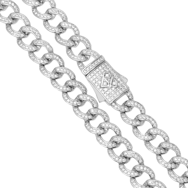 Big Daddy 8MM Iced Curb Cuban Silver Chain - Chain