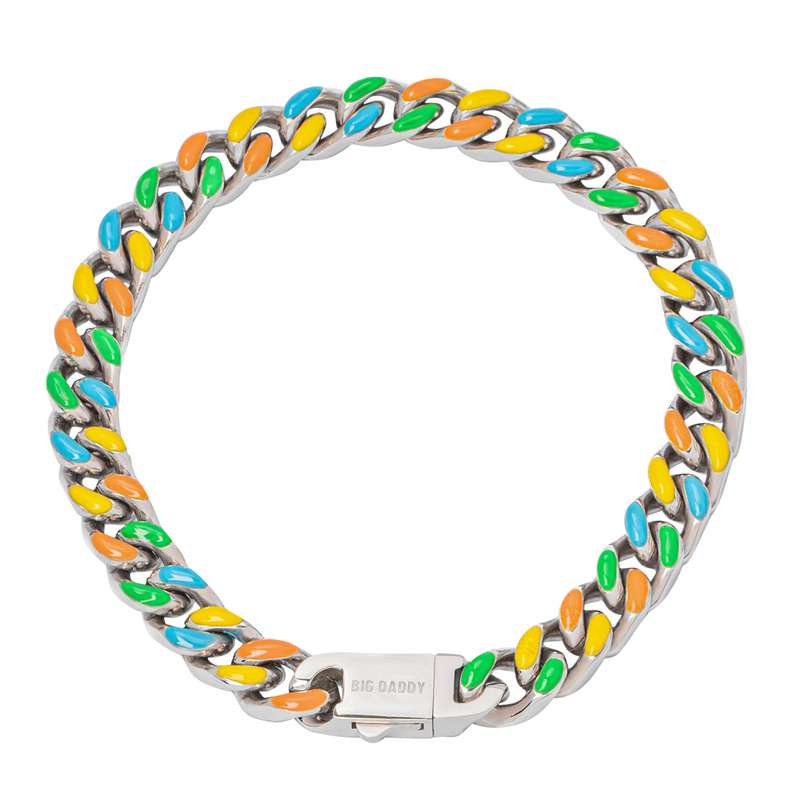 Big Daddy 8MM Multi-colour Enamel Steel Cuban Bracelet - Bracelet