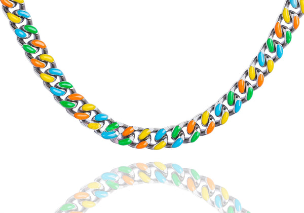 Big Daddy 8MM Mutli-colour Enamel Steel Cuban Chain - Chain