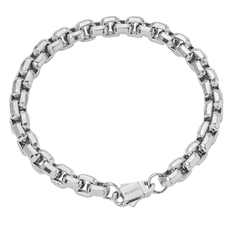 Big Daddy 8MM Silver Steel Franco Box Chain Bracelet - Bracelet