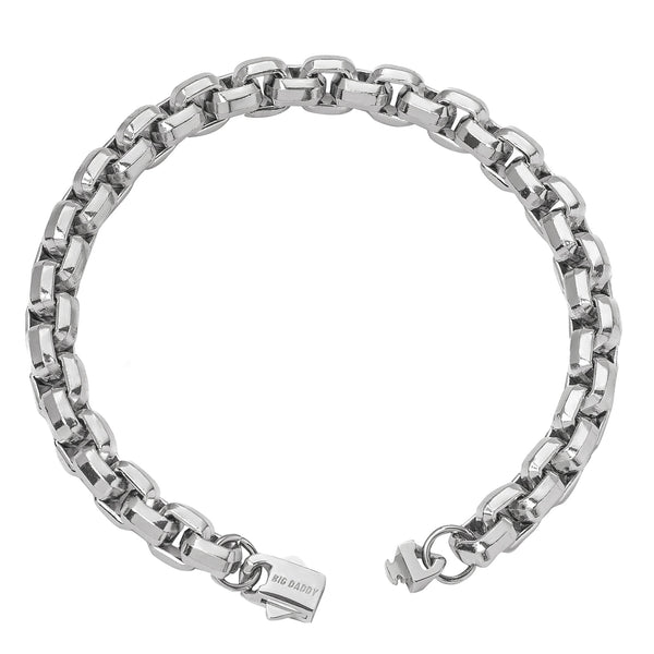 Big Daddy 8MM Silver Steel Franco Box Chain Bracelet - Bracelet