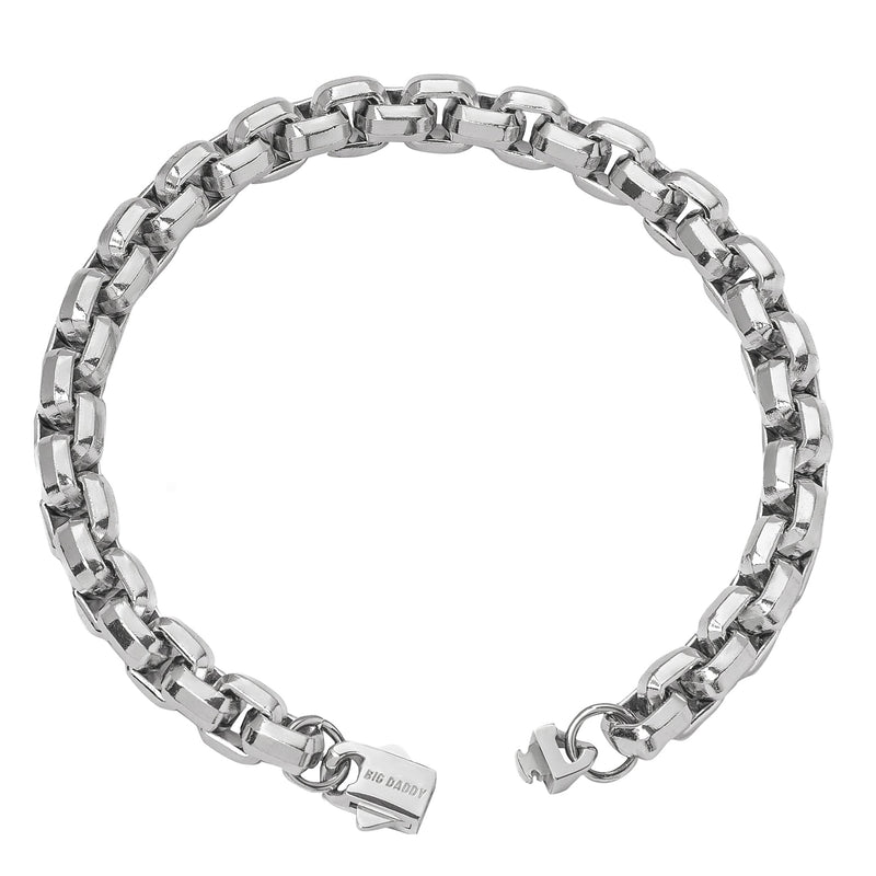 Big Daddy 8MM Silver Steel Franco Box Chain Bracelet - Bracelet