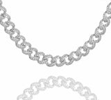 Big Daddy 9MM Diamond Curb Cuban Silver Chain - Chain