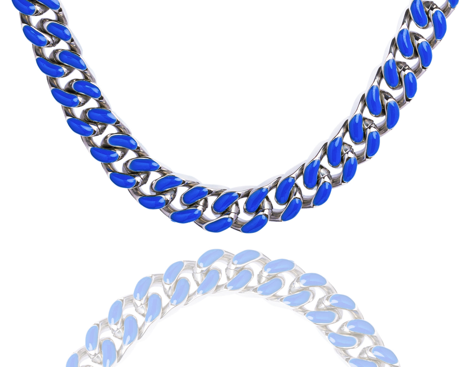 Big Daddy 9MM Enamel Blue Steel Cuban Chain - Chain