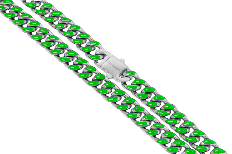 Big Daddy 9MM Enamel Green Steel Cuban Chain - Chain