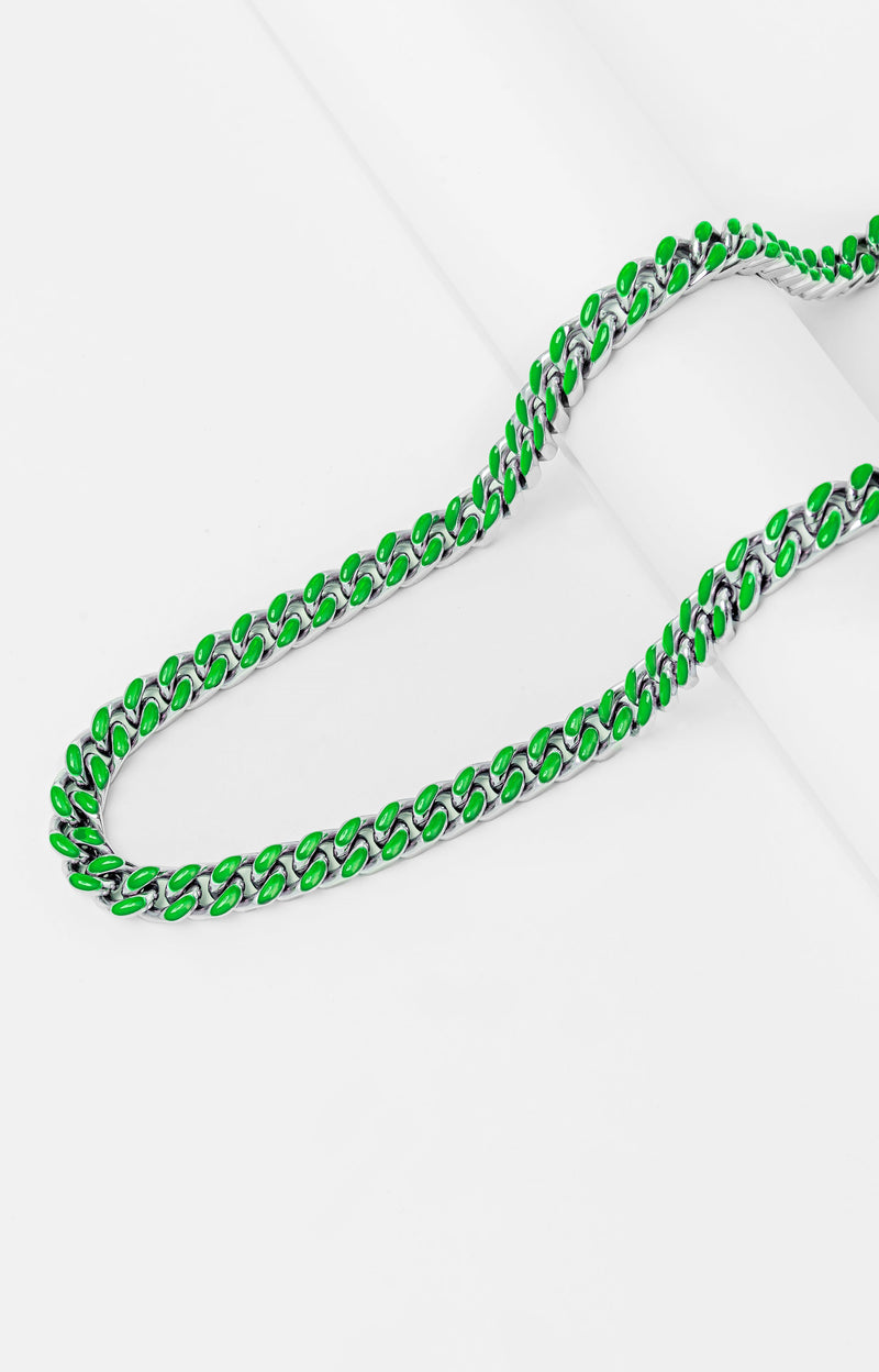 Big Daddy 9MM Enamel Green Steel Cuban Chain - Chain