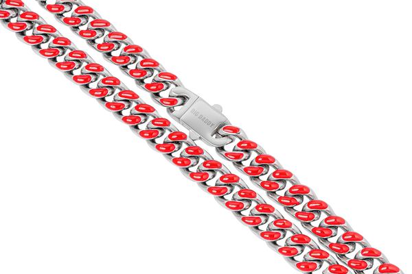Big Daddy 9MM Enamel Red Steel Cuban Chain - Chain