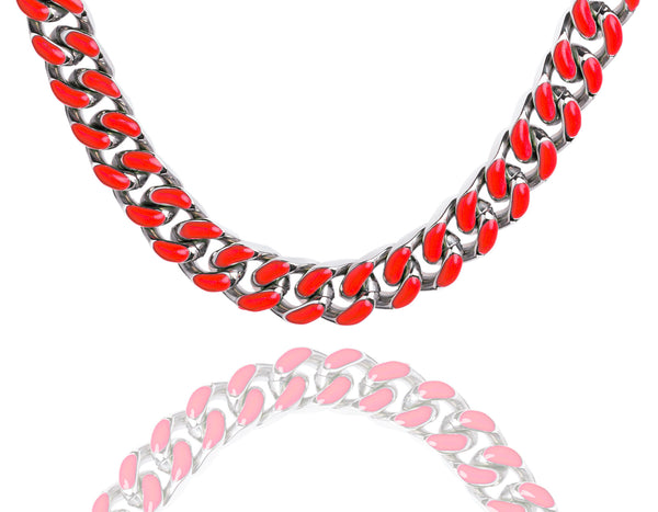Big Daddy 9MM Enamel Red Steel Cuban Chain - Chain