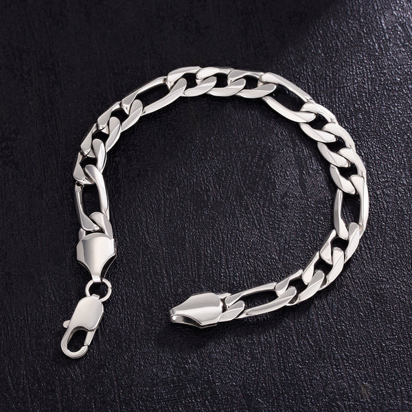Big Daddy 9mm Steel Figaro Silver Bracelet - Bracelet