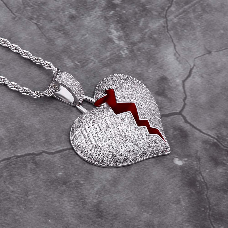 Big Daddy Diamond Broken Heart Silver Pendant - Pendant
