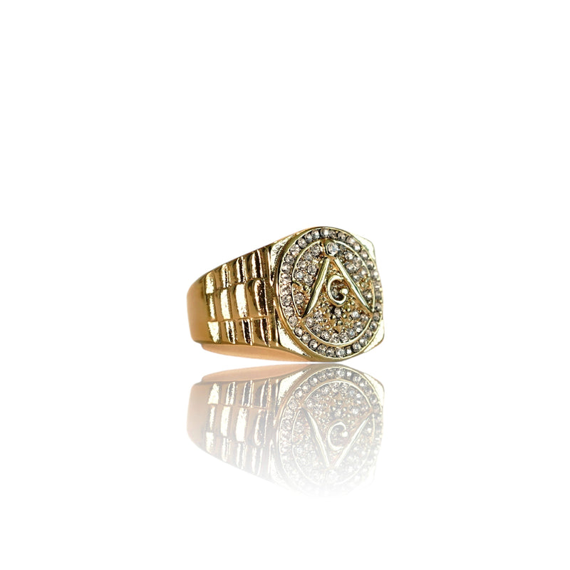 Big Daddy Iced Out Masonic Gold Ring - Ring