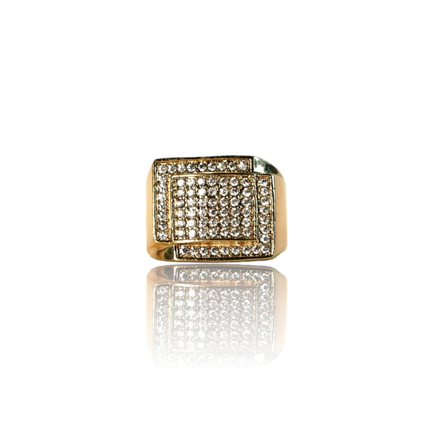 Big Daddy Iced Out Square Bling Gold Ring - Ring