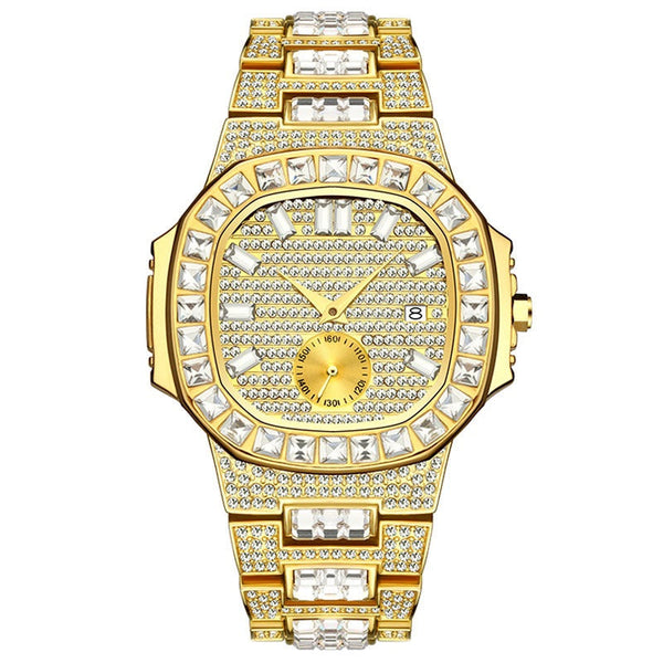 Big Daddy Baguette Bling Gold Watch