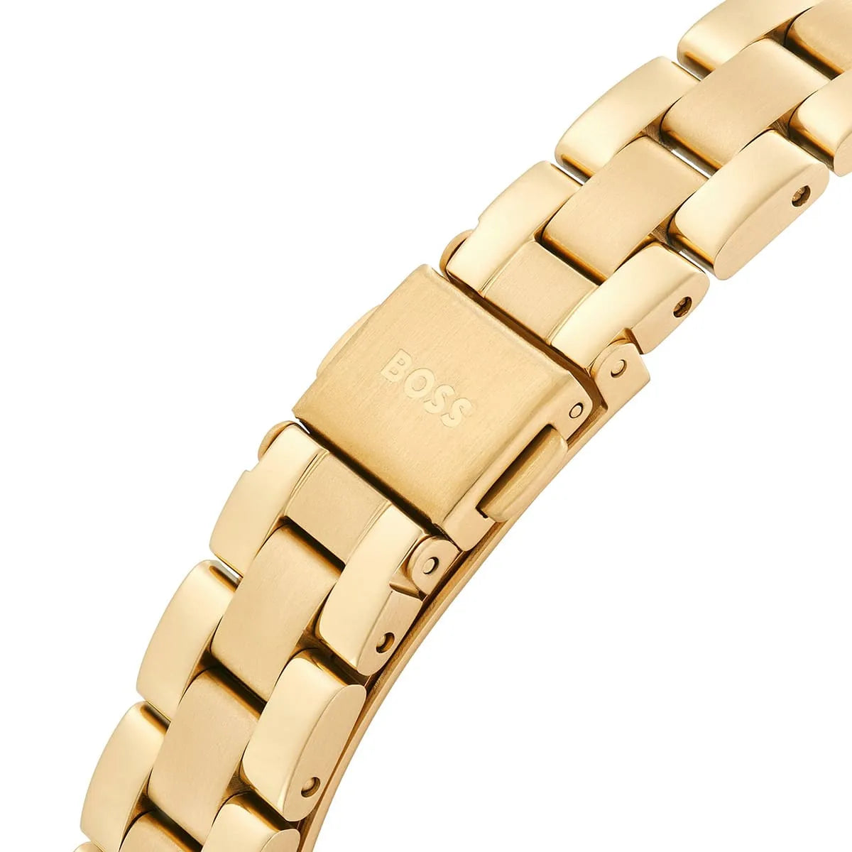 BOSS women's watch gold stainless steel bracelet strap with fold-over clasp