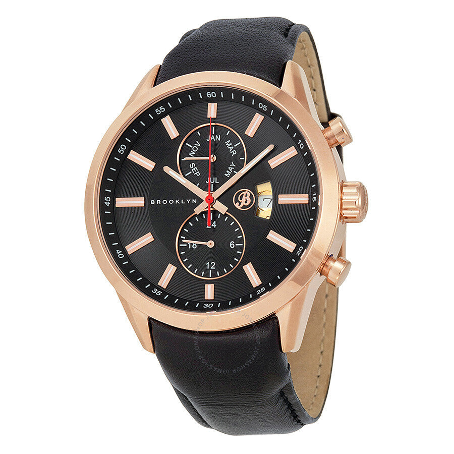 Brooklyn Watch Co. Fulton Black Dial Black Leather Swiss Quartz Men's Watch FL-RG-BK-BK - The Watches Men & Co