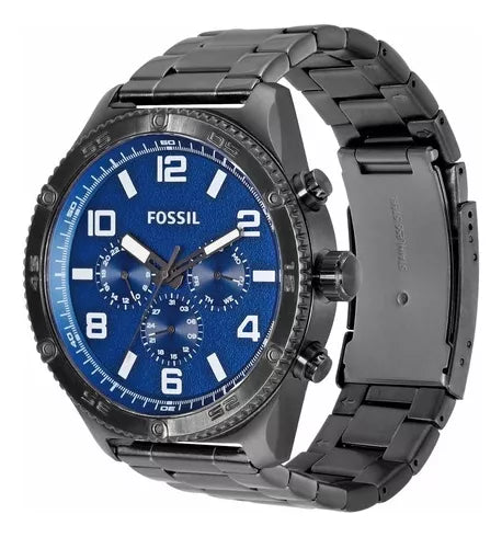 Brox watch three-quarter angle view showing blue dial and bracelet detail