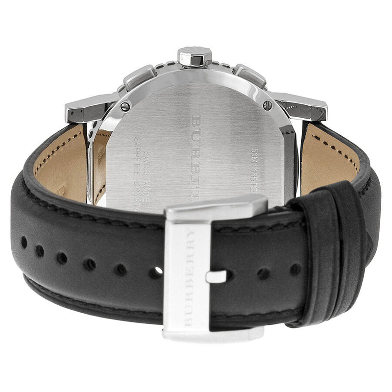 Burberry Black Dial Chronograph Black Leather Men's Watch BU9382 - The Watches Men & CO #3