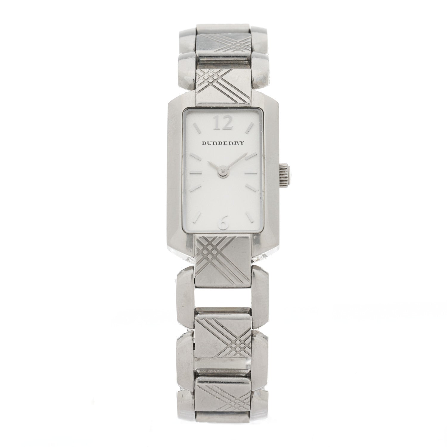 Burberry BU4211 stainless steel quartz watch with white dial and quilted strap