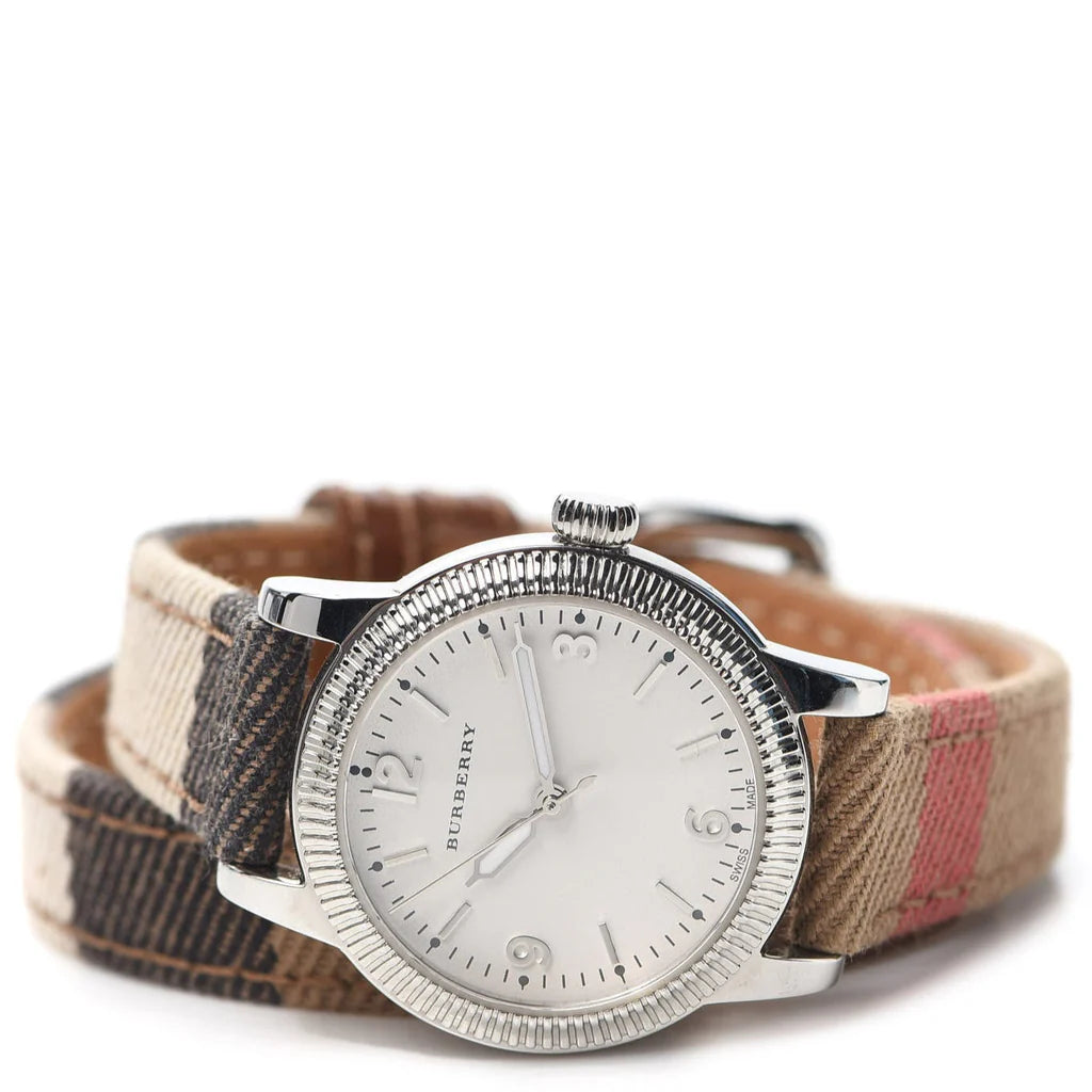 Burberry The City BU7849 ladies watch worn on wrist with canvas strap