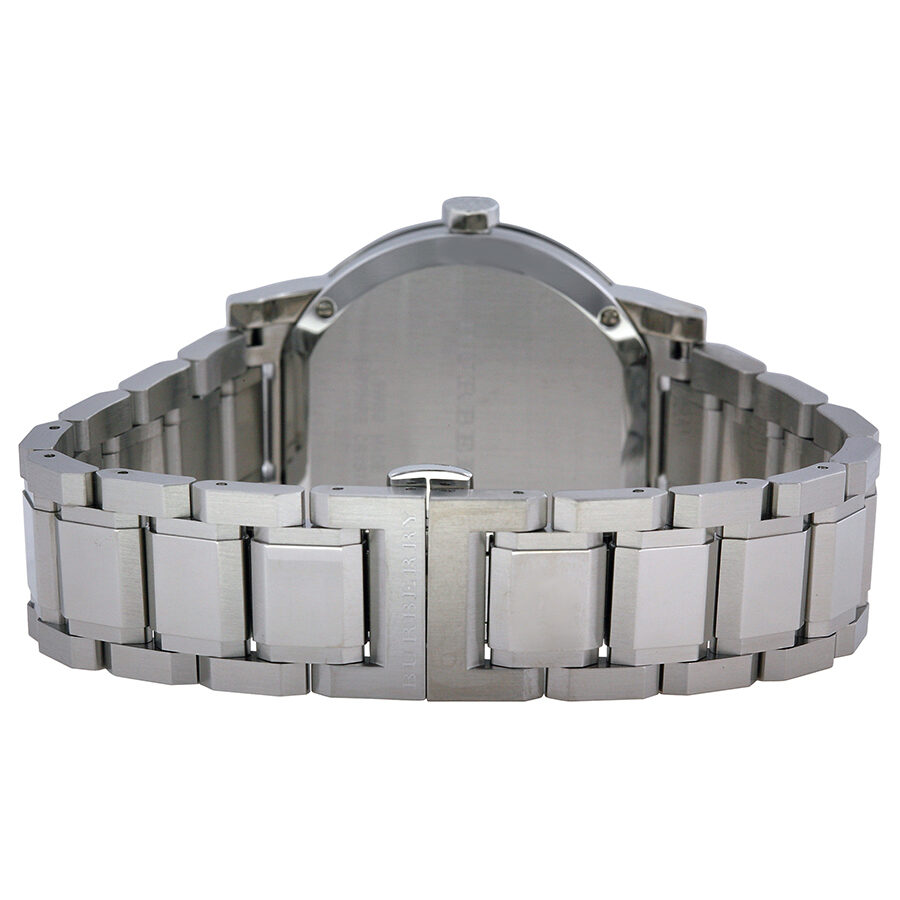Burberry BU9000 watch caseback showing stainless steel construction