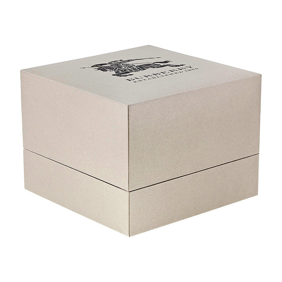 Burberry watch BU9134 box with Burberry logo on cream-colored packaging