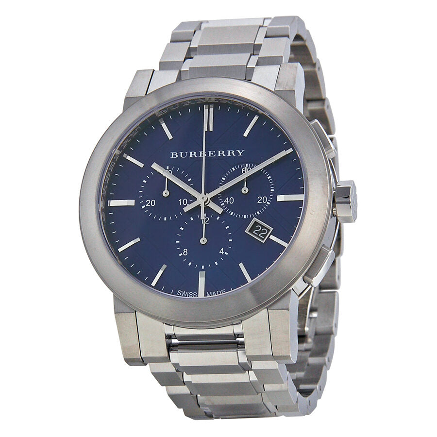 Burberry Chronograph men's watch with blue dial, stainless steel case and bracelet, and chronograph subdials