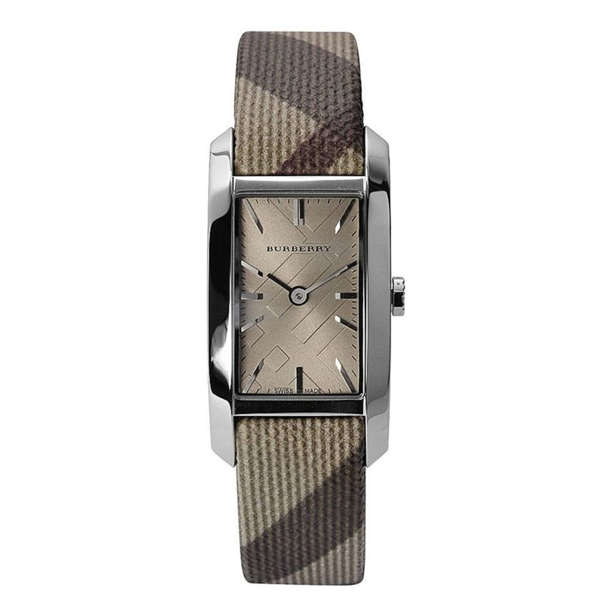 Burberry BU9404 women's watch with Nova Check canvas strap and silver dial