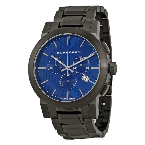 Burberry Chronograph Blue Dial Dark Grey Ion-plated Men's Watch BU9365 - The Watches Men & CO
