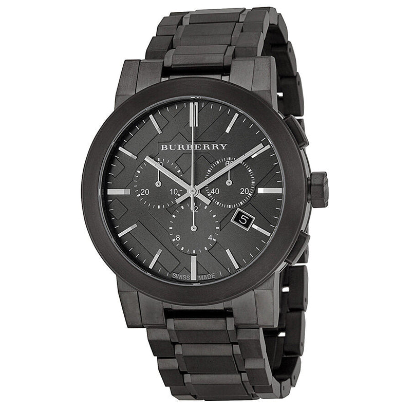 Burberry Chronograph Dark Grey Dial Black Ion-plated Men's Watch BU9354 - The Watches Men & CO