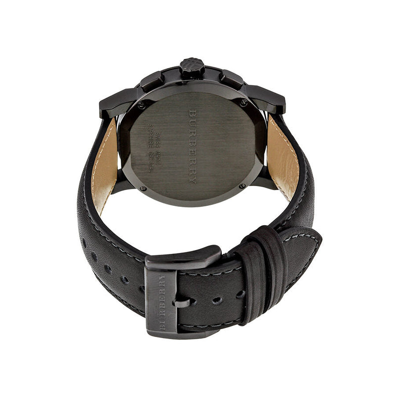 Burberry Chronograph Dark Grey Dial Dark Grey Leather Men's Watch BU9364 - The Watches Men & CO #3