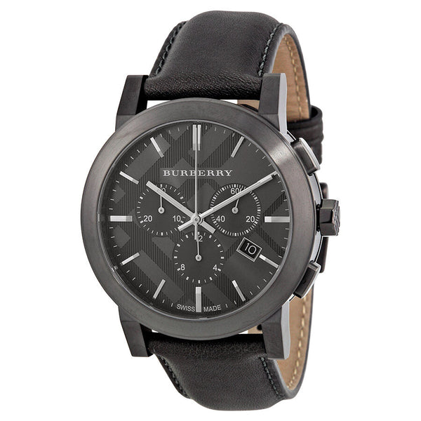 Burberry Chronograph Dark Grey Dial Dark Grey Leather Men's Watch BU9364 - The Watches Men & CO