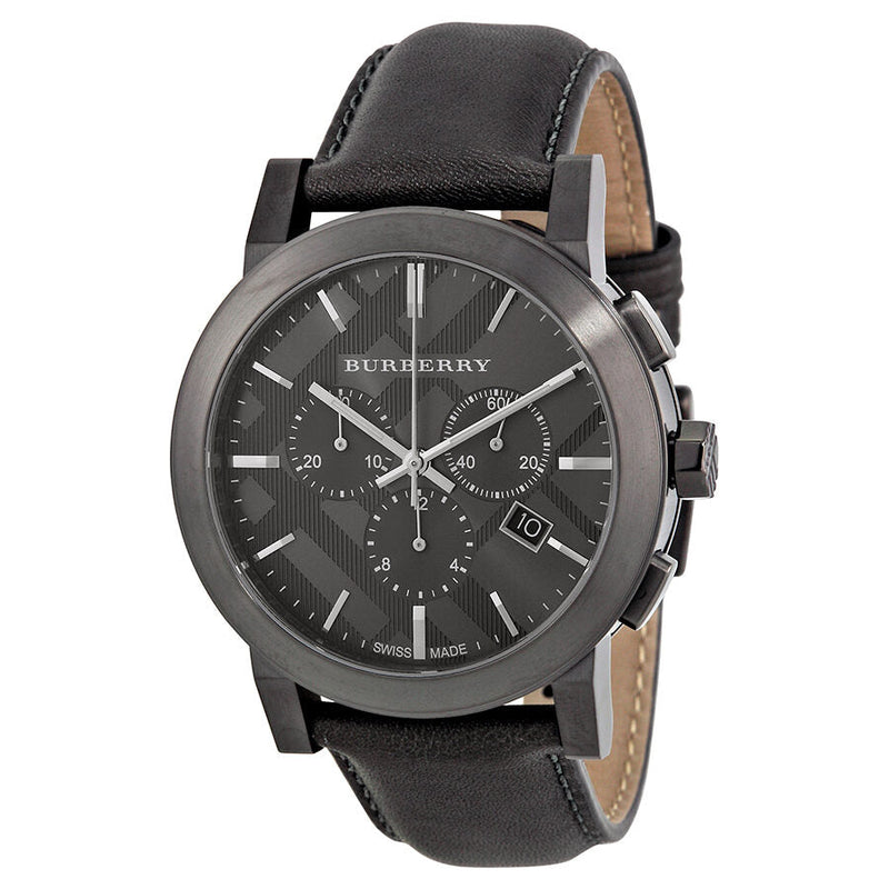 Burberry Chronograph Dark Grey Dial Dark Grey Leather Men's Watch BU9364 - The Watches Men & CO