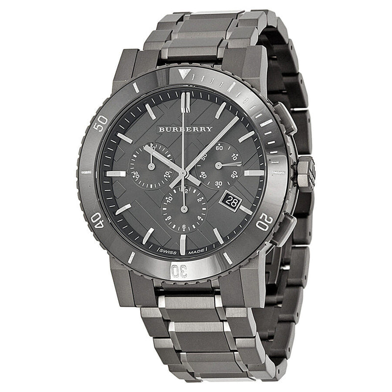 Burberry Chronograph Gunmetal Dial  Grey Ion-plated Stainless Steel Men's Watch BU9381 - The Watches Men & CO