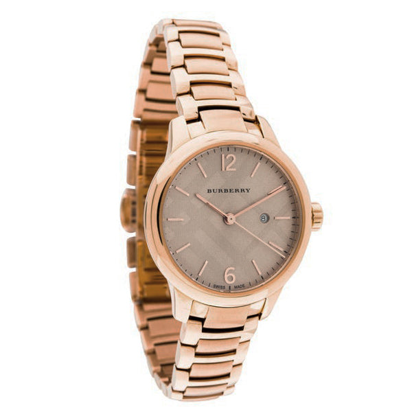 Burberry Classic rose gold women's watch with rose dial and rose gold bracelet strap