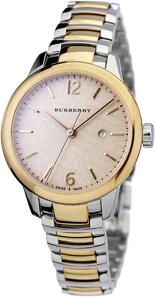 Burberry Classic two-tone stainless steel women's watch with cream dial and gold-silver bracelet