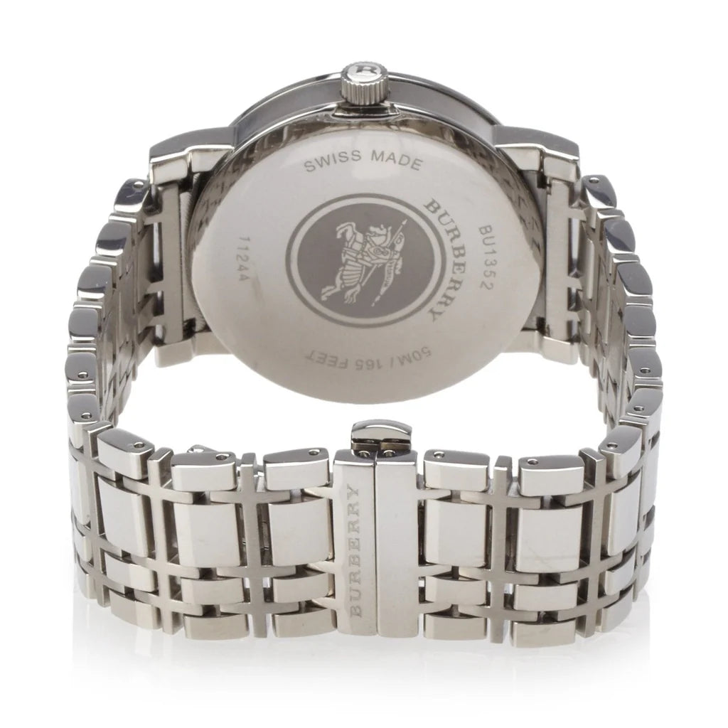 Burberry Heritage BU1352 caseback with Swiss made markings and movement