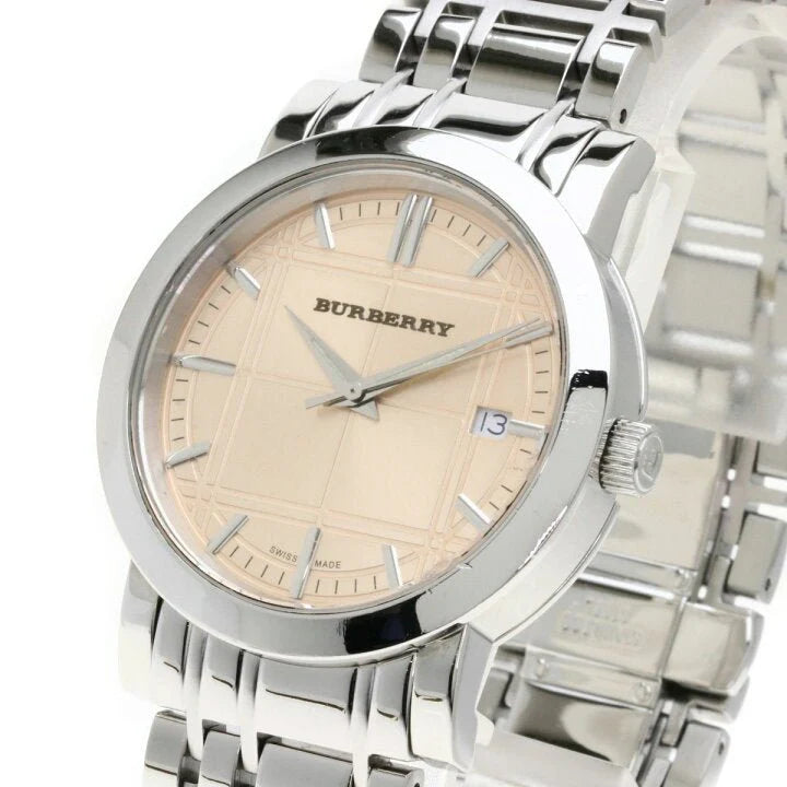 Burberry Heritage BU1352 on-wrist view displaying rose gold dial detail